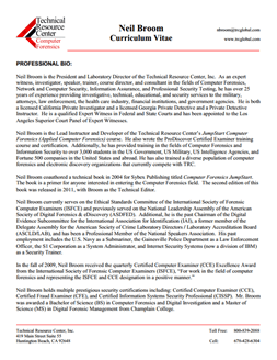 CV for Neil Broom Expert Witness in Computer Forensics Investigations in Seattle